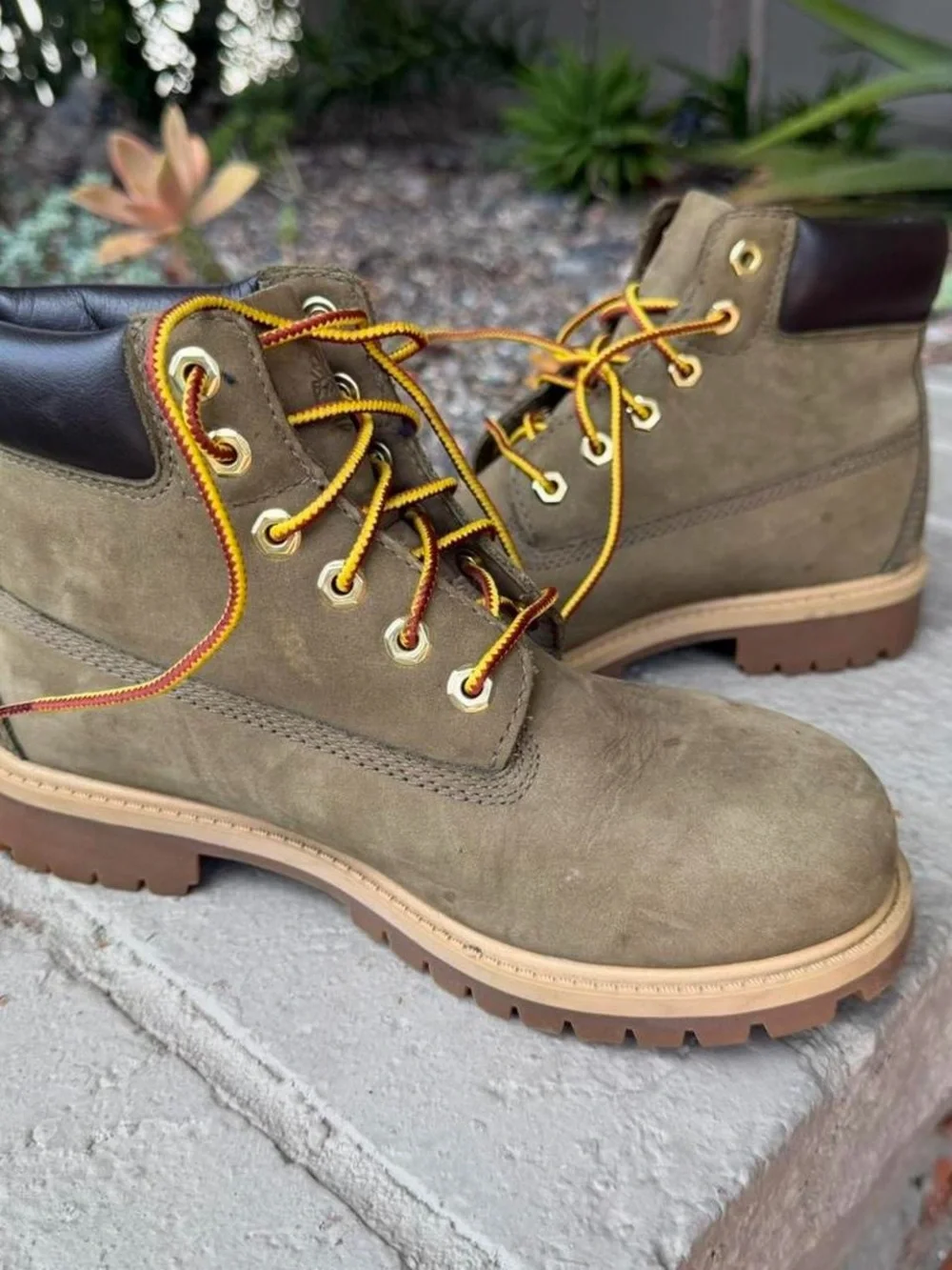 Timberland Suede Work Hiking Boots - Khaki Green Size 3